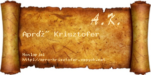 Apró Krisztofer névjegykártya